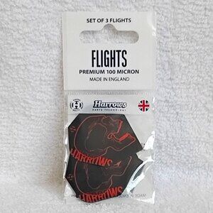 Sealed Set of 3 Harrows Red Rage Skull Premium 100 Micron Dart Flights BNIP!!